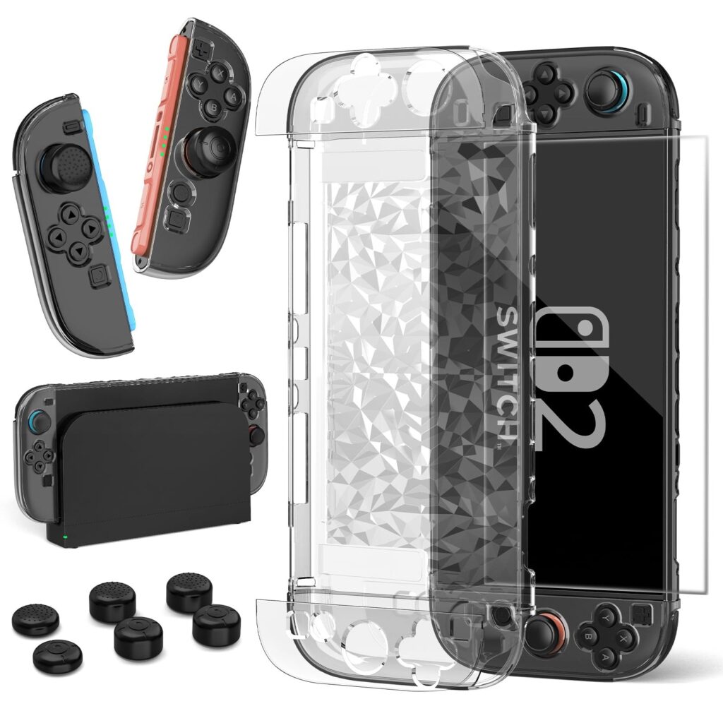HEYSTOP Custodia per Nintendo Switch 2,Cover Protettiva Divisibile Dockable | Set Accessori con Cover per Nintendo Switch 2, Vetro Temperato e Copri Levette Analogiche Protezione…