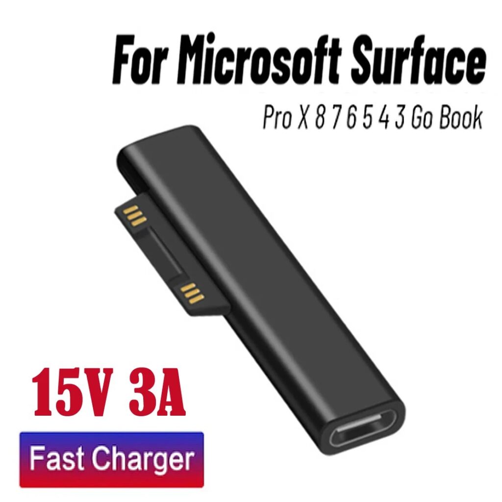 Per Microsoft Surface Pro X 8 7 6 5 4 Go Libro a Tipo C PD Adattatore Tablet Convertitore Spina di Ricarica Veloce Adattatore Caricatore Magnetico