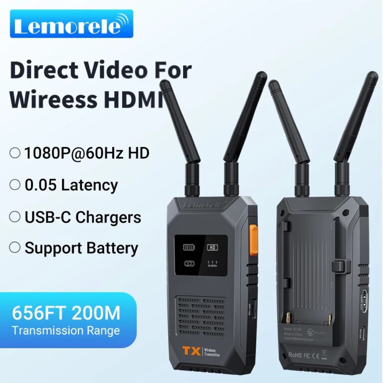 Trasmettitore e Ricevitore HDMI Wireless 5G 1080P Lemorele, 200M, Bassa Latenza, Trasmettitore Video per Fotocamera, Laptop, PC, TV, Visualizzazione in APP