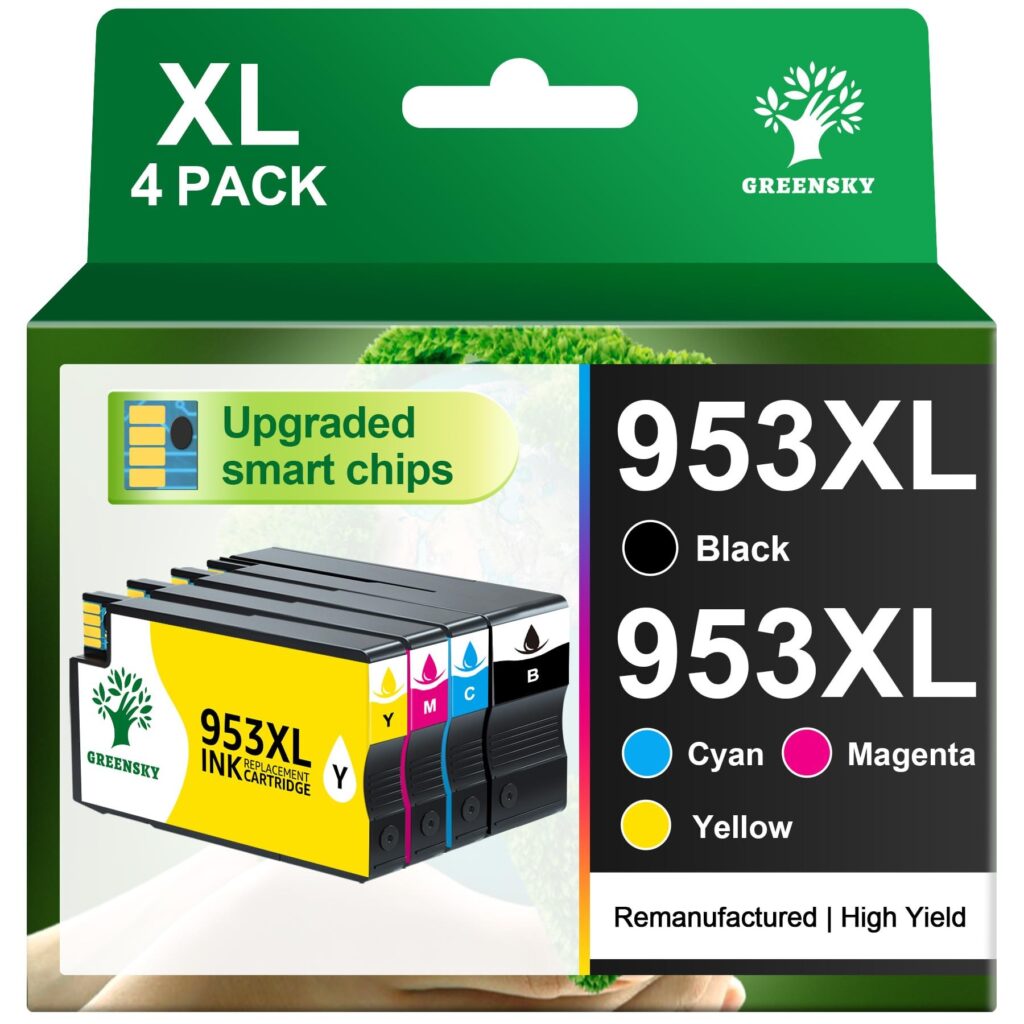 GREENSKY 953XL 953 XL Rigenerato per Cartucce HP 953XL Multipack 4 Colori | Compatibili per HP OfficeJet Pro 7720 7740 8715 8710 8210 8720 8730 7730 Alta Resa con Chip (Nero Ciano…
