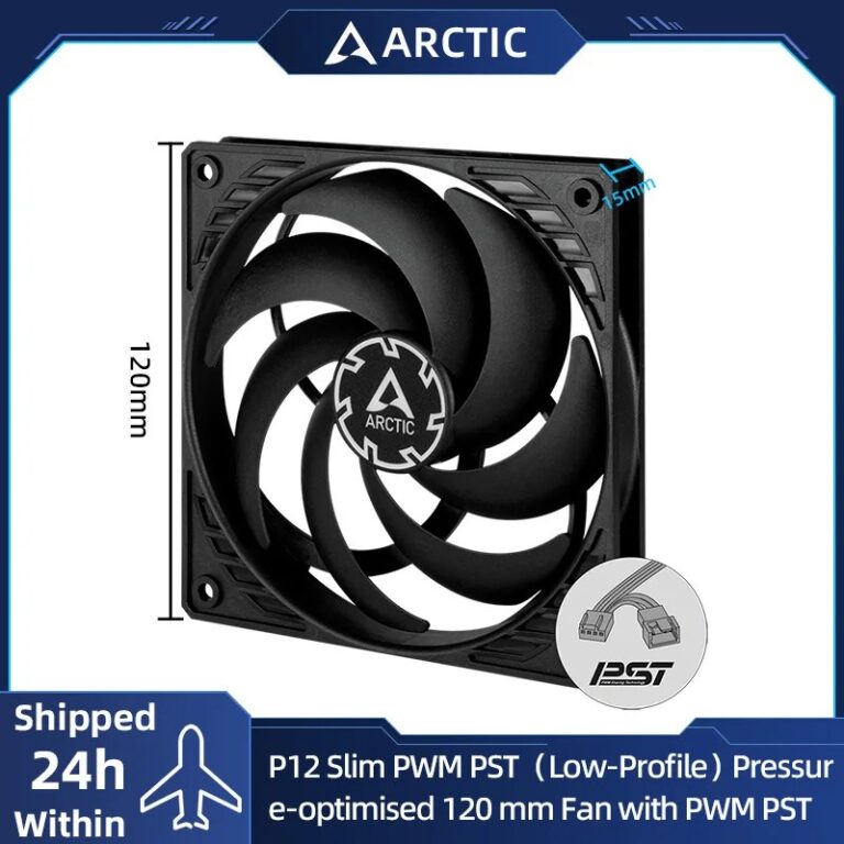 ARCTIC P12 Slim PWM PST ventola da 120mm con tecnologia di condivisione PWM (PST), ottimizzata per la pressione, silenziosa, Extra sottile, 300-2100 giri/min