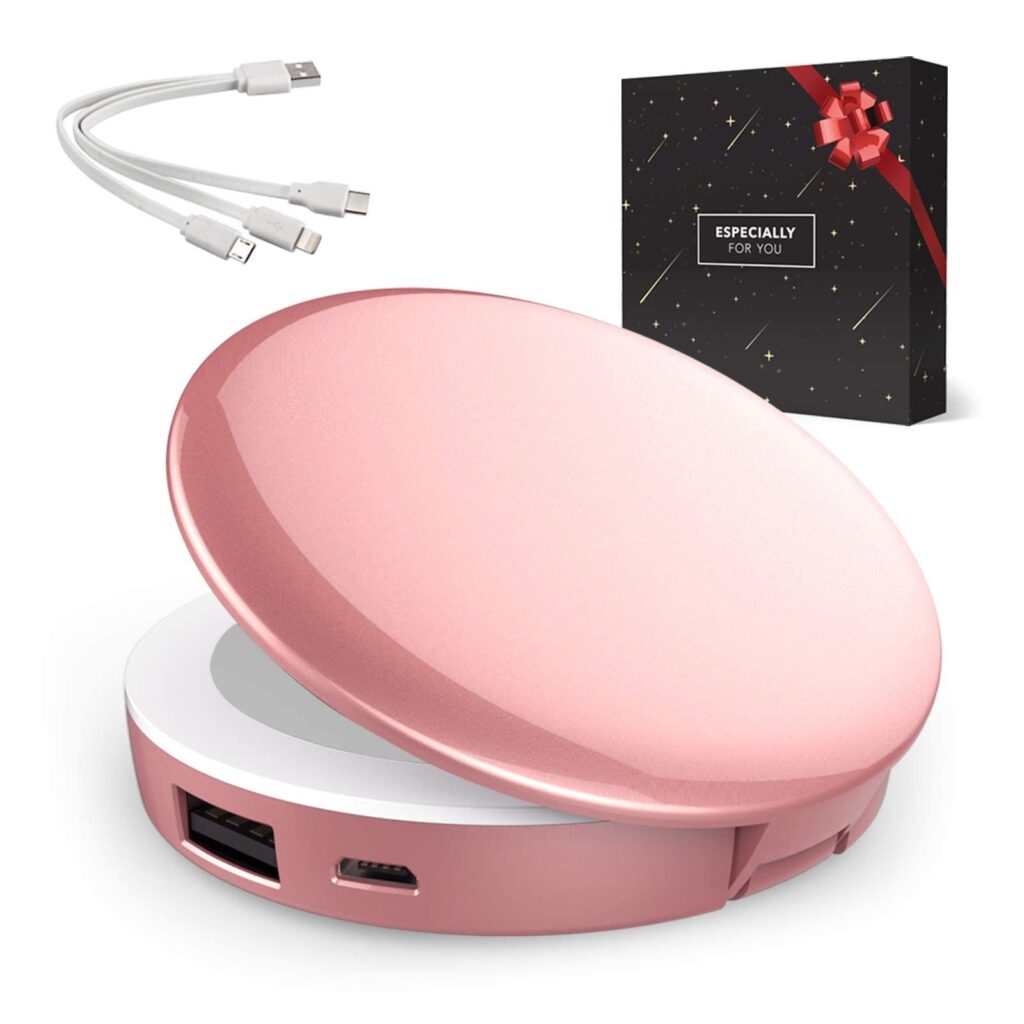 Regalo Per Donna – Powerbank Comspecchio a Led Per Iphone Samsung – Regalo Di Compleanno – Regalo Di San Valentino – Regalo Per Sorella – Regalo Per Migliore Amica – Regalo Per Ma…