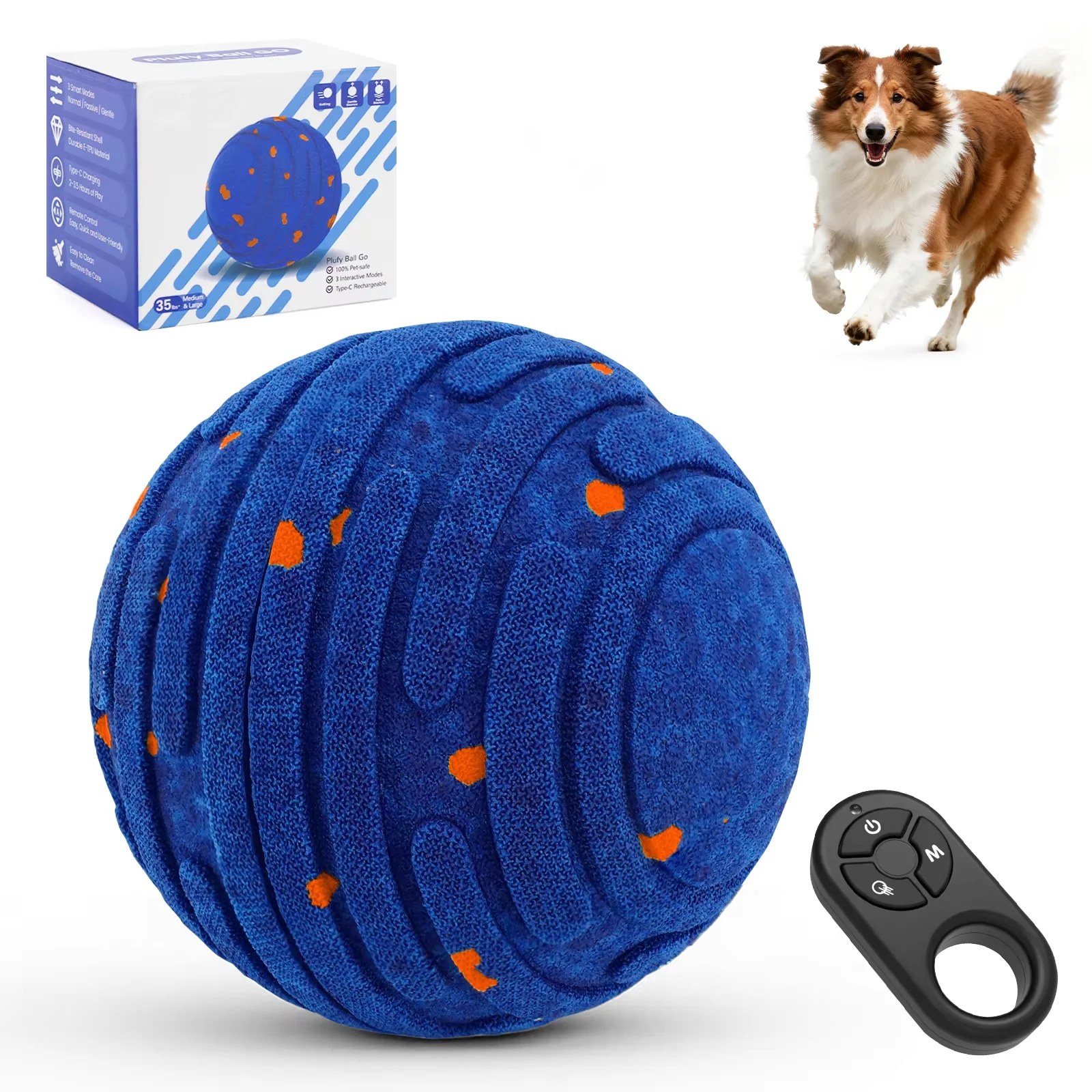 Giocattolo Interattivo Intelligente per Cani, Palla in E-TPU per Masticatori Aggressivi, Movimento Automatico, Palla Ricaricabile per Cani Piccoli/Medi