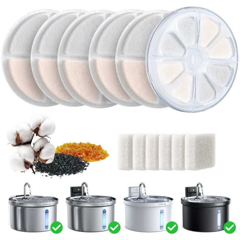 FEELNEEDY 6 Pezzi Filtri+1 ABS Guscio+6 Pezzi Spugne a Pompa d'Acqua | per Fontanella per gatti 3,5L(FN-W08L/W08)