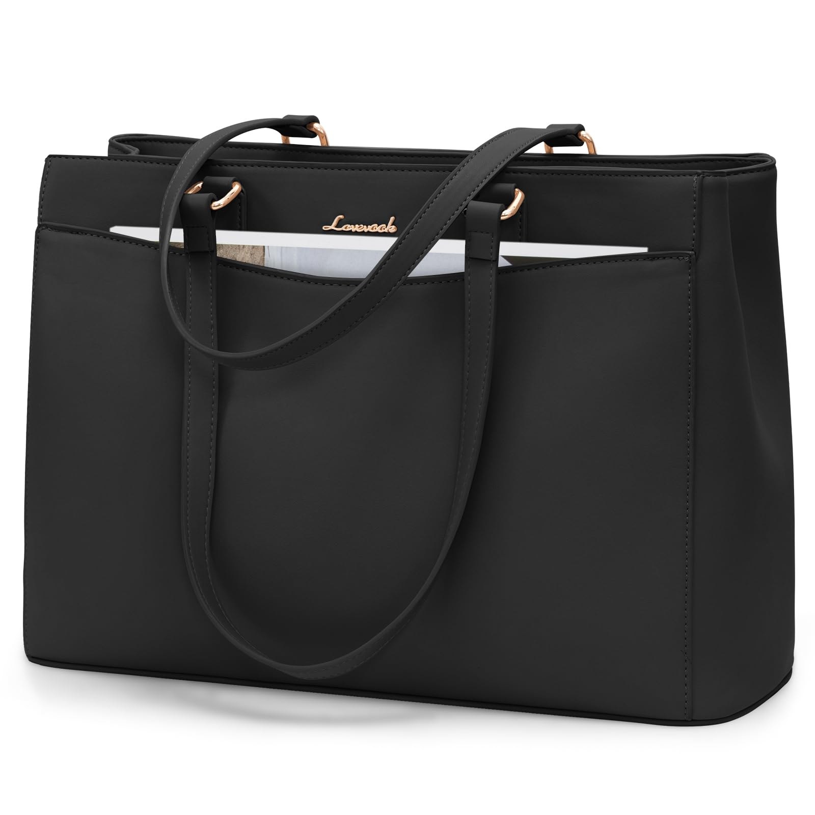 LOVEVOOK Borsa Donna Grande, PU Pelle Borse da Lavoro Università Tote Bag porta PC, Elegante Borsa Tracolla per Ufficio University Docente Scuola