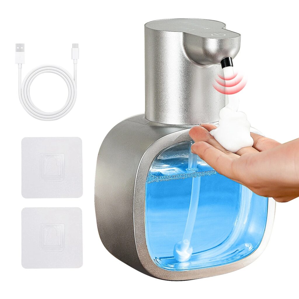 Nuovo dispenser automatico di sapone a parete in schiuma per lavatrice a mano intelligente sensore di induzione per bagno ricaricabile liquido da 500 ml