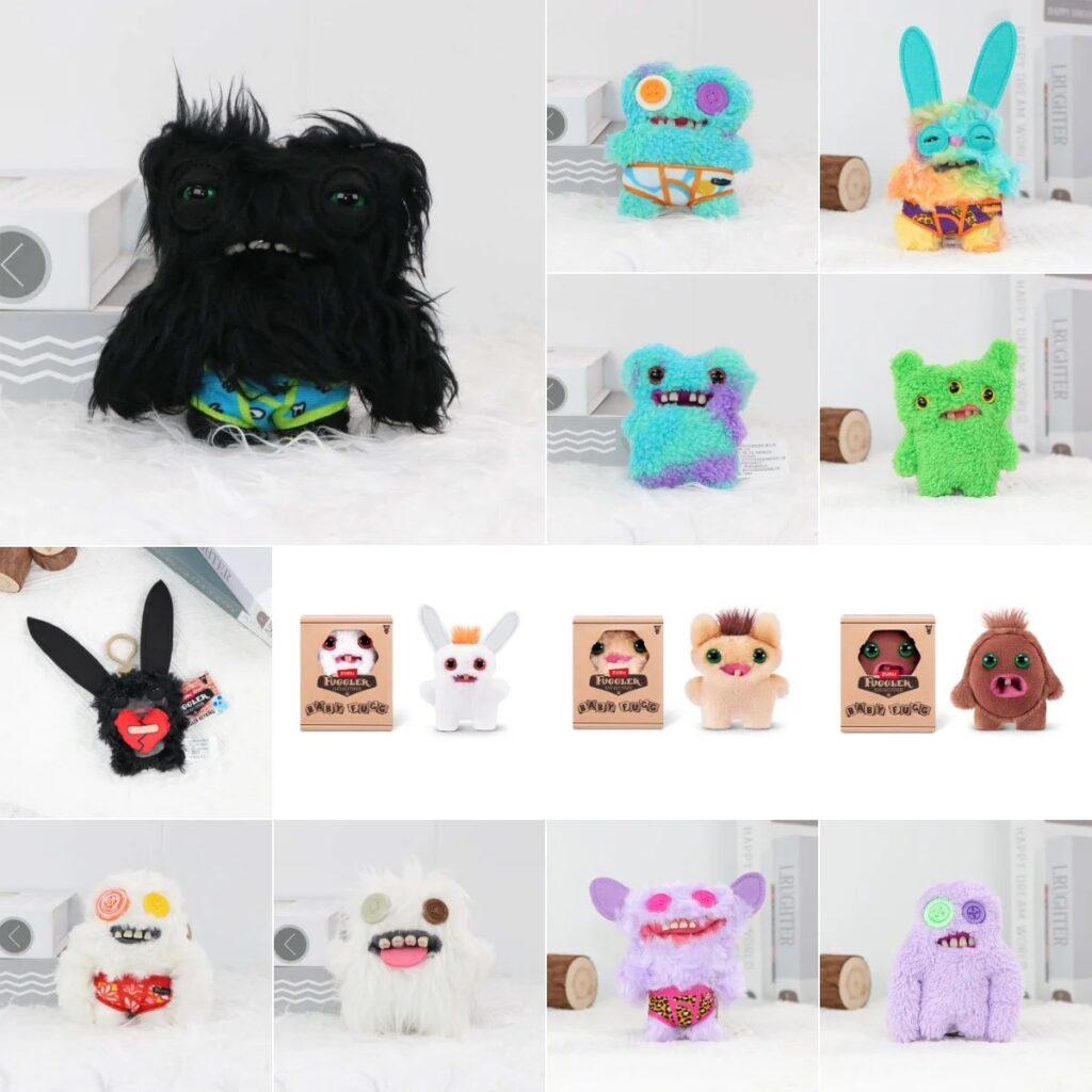 Peluche Mostro Carino e Pecoloso Fuggler, Giocattolo da Collezione da 4 Pollici, Divertente Bambola Aliena Pelosa per Regali ai Fan