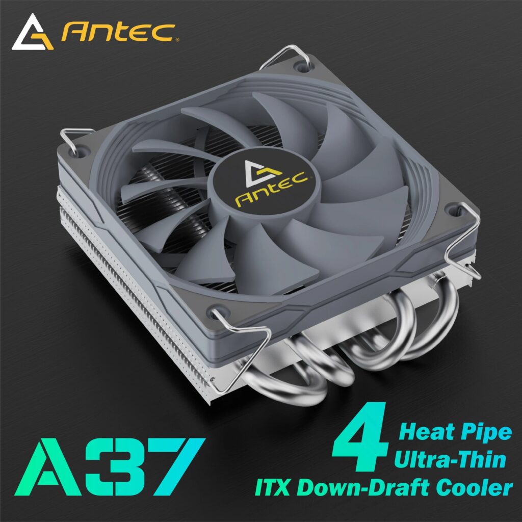 Dissipatore CPU Antec A37 37mm ITX a basso profilo, ventola PWM 92mm, 130W-TDP per Intel/AMD, pasta termica 12.8W/m.K, compatibile con I5-12400F/Ryzen-7500F