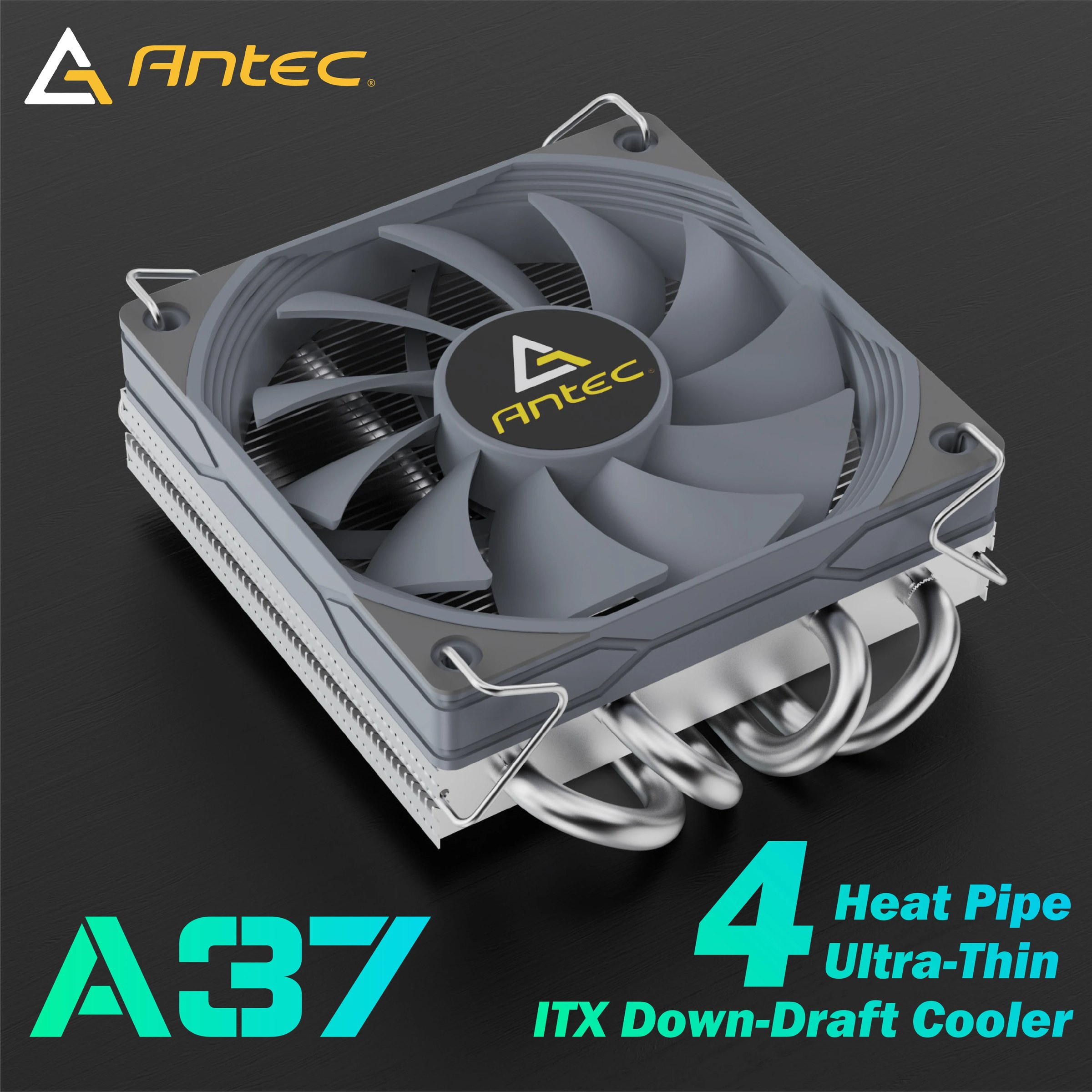 Dissipatore CPU Antec A37 37mm ITX a basso profilo, ventola PWM 92mm, 130W-TDP per Intel/AMD, pasta termica 12.8W/m.K, compatibile con I5-12400F/Ryzen-7500F