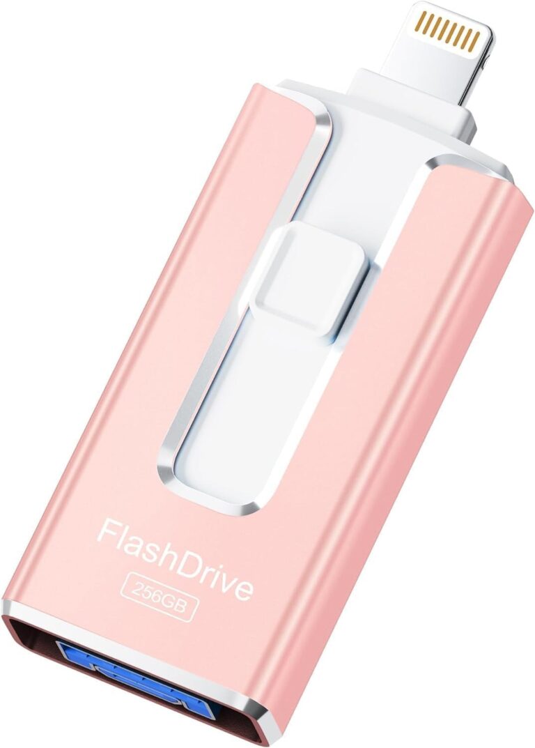 Chiavetta USB 256GB per iPhone, certificata MFi, con Lightning, Usb A, Type-C e micro USB, compatibile con iPhone, iPad, Android e PC, USB 3.0 veloce, espansione di foto, document…