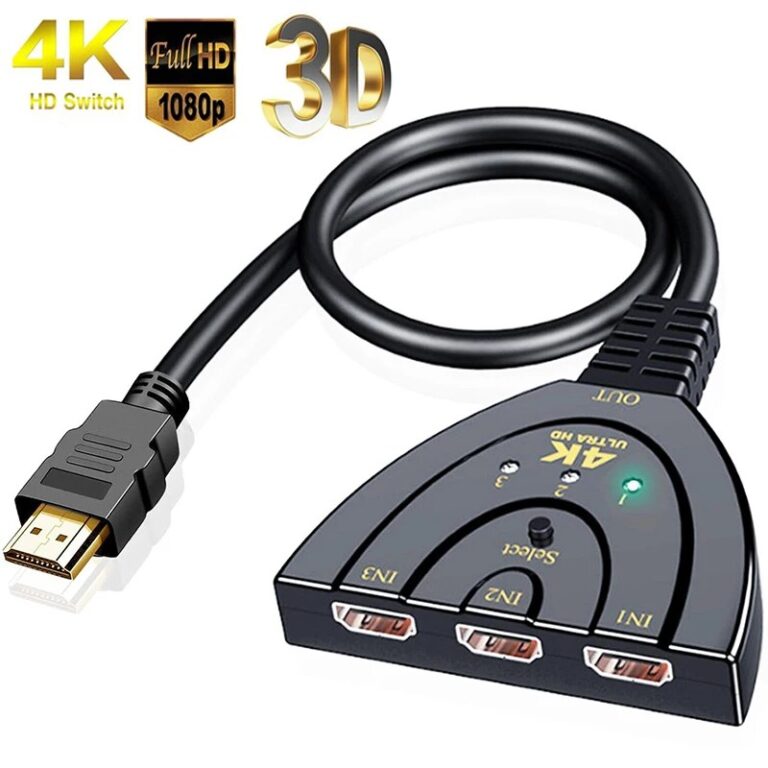Switch HDMI compatibile 3 ingressi 1 uscita, splitter 3x1, 4k 2k 1080p 3d, adattatore video Full HD per DVD, HDTV, Xbox, PS3, PS4