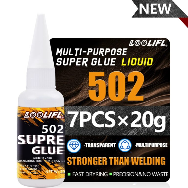 LOOLIFL1-7pcs Colla Super 502 a Rapida Asciugatura, Adesivo Istantaneo Cianoacrilato per Pelle, Gomma, Legno, Metallo, Colla Liquida Forte