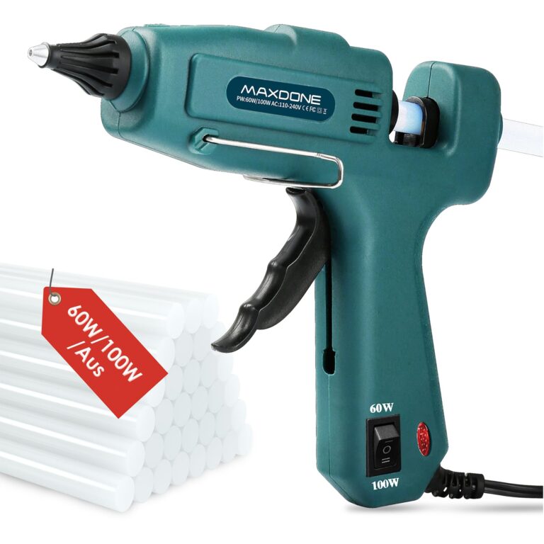 MAXDONE Pistola Colla a Caldo 60W & 100W & Chiudi con un clic, Pistola Grandi Colla a Caldo Professionale con 12 stick di colla a caldo da 11 mm, per Arte DIY a Scuola Riscaldamen…