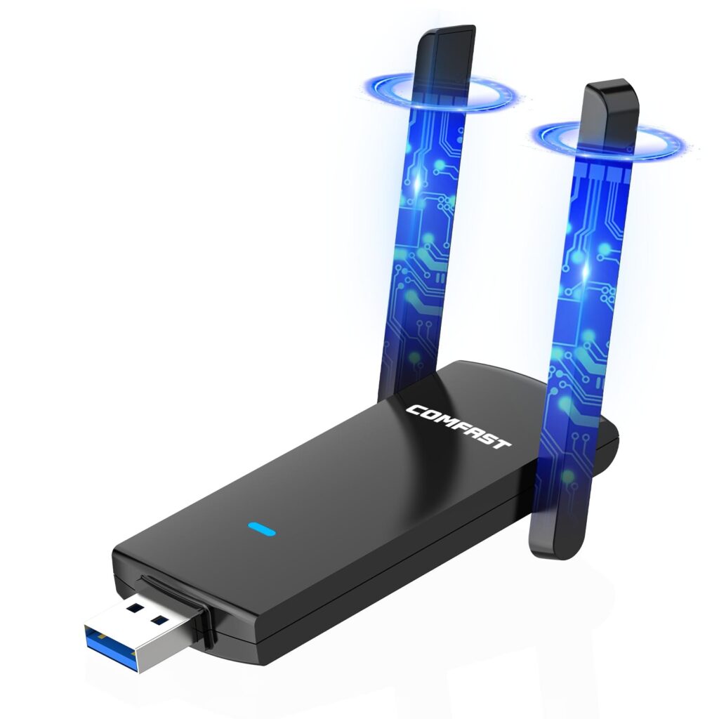 COMFAST Chiavetta WiFi Adattatore USB per WiFi AC1300 Chiavetta WiFi per PC | USB3.0 Doppia Banda con 2 Antenna ad alto Guadagno, WPA2, Installazione Rapida, compatibile Win7/8/8.…