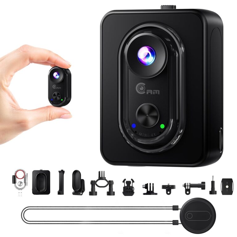TIMNUT 4K Mini Action Cam – Body Cam Magnetica con WiFi, Telecamera Indossabile con Stabilizzazione a 6 assi, POV Camera per Moto/Viaggi/Animali domestici/Casco（Non include la sch…