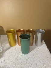 Lotto di (5) Bicchieri Tazze Vintage Bascali Alluminio Metallo Colorati MCM Retrò