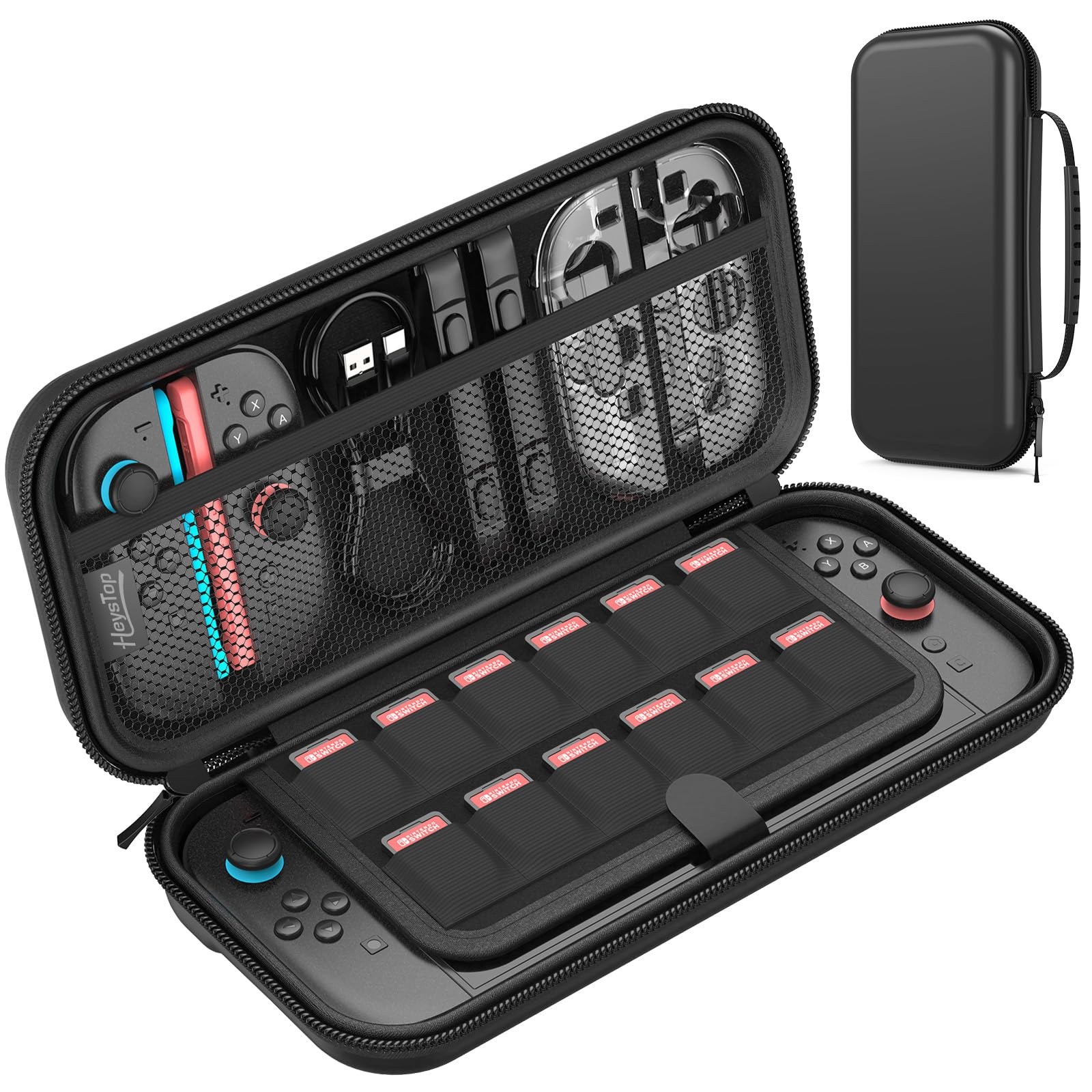 HEYSTOP Custodia per Nintendo Switch 2 con 12 Slot per Schede di Gioco | Custodia Protettiva in EVA Portatile con Interno Morbido, Tasca in Rete per Cavi e Accessori, Custodia da…