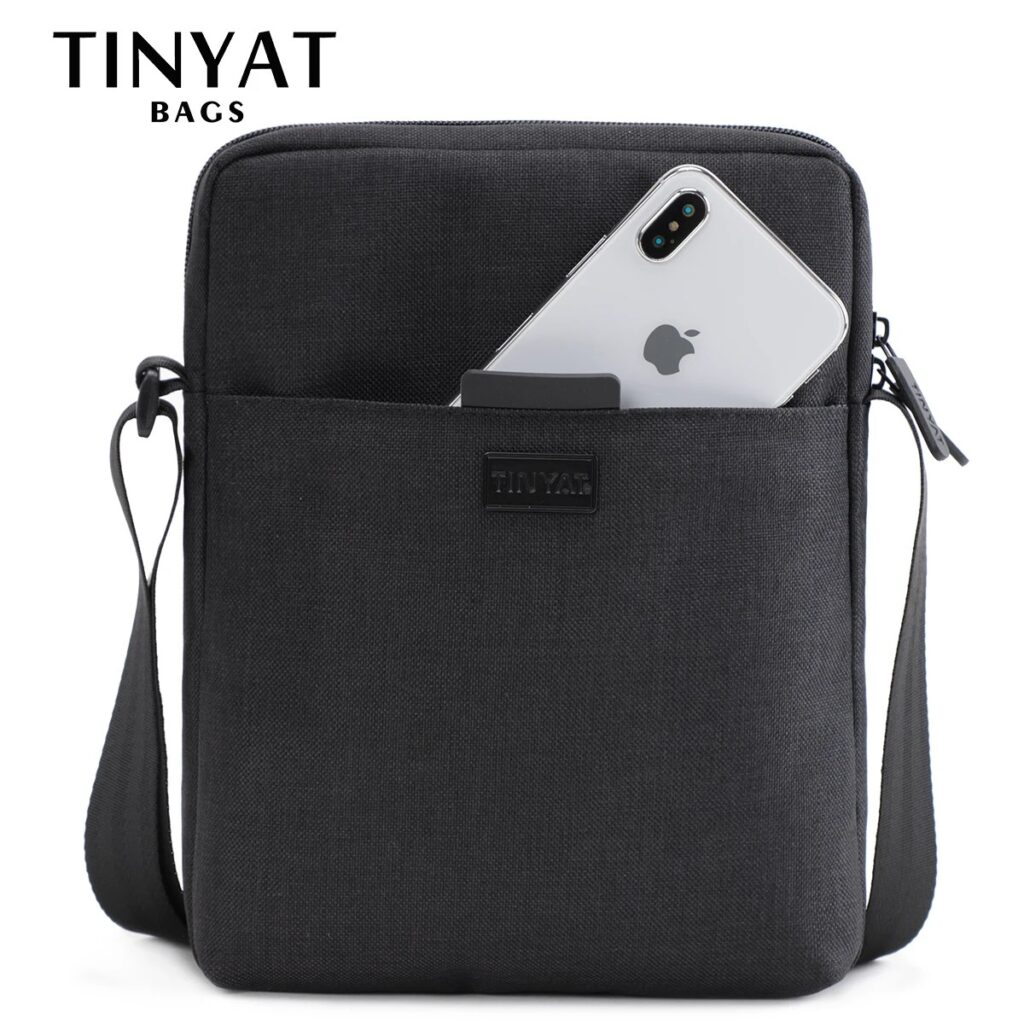 Borsa a tracolla leggera e sottile da uomo TINYAT in tela, impermeabile, casual, per iPad da 7,9", ideale per lavoro e uso quotidiano.