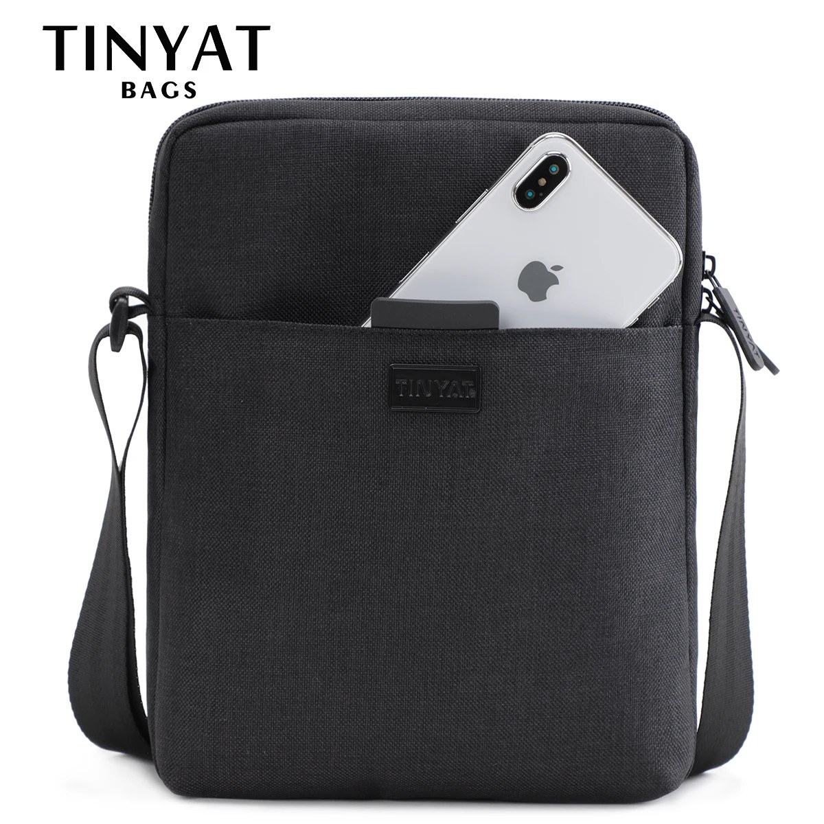 Borsa a tracolla leggera e sottile da uomo TINYAT in tela, impermeabile, casual, per iPad da 7,9", ideale per lavoro e uso quotidiano.
