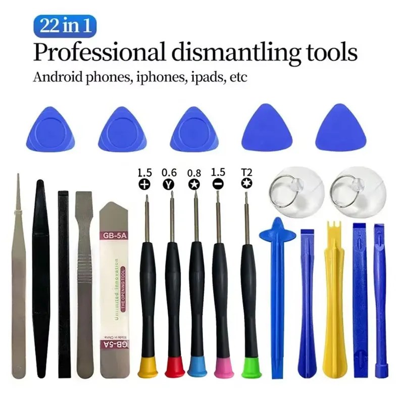 Set di strumenti di riparazione per telefono universale 22 in 1 Set di strumenti di riparazione per kit di manutenzione per cacciavite per laptop iPad per telefono cellulare Set d…