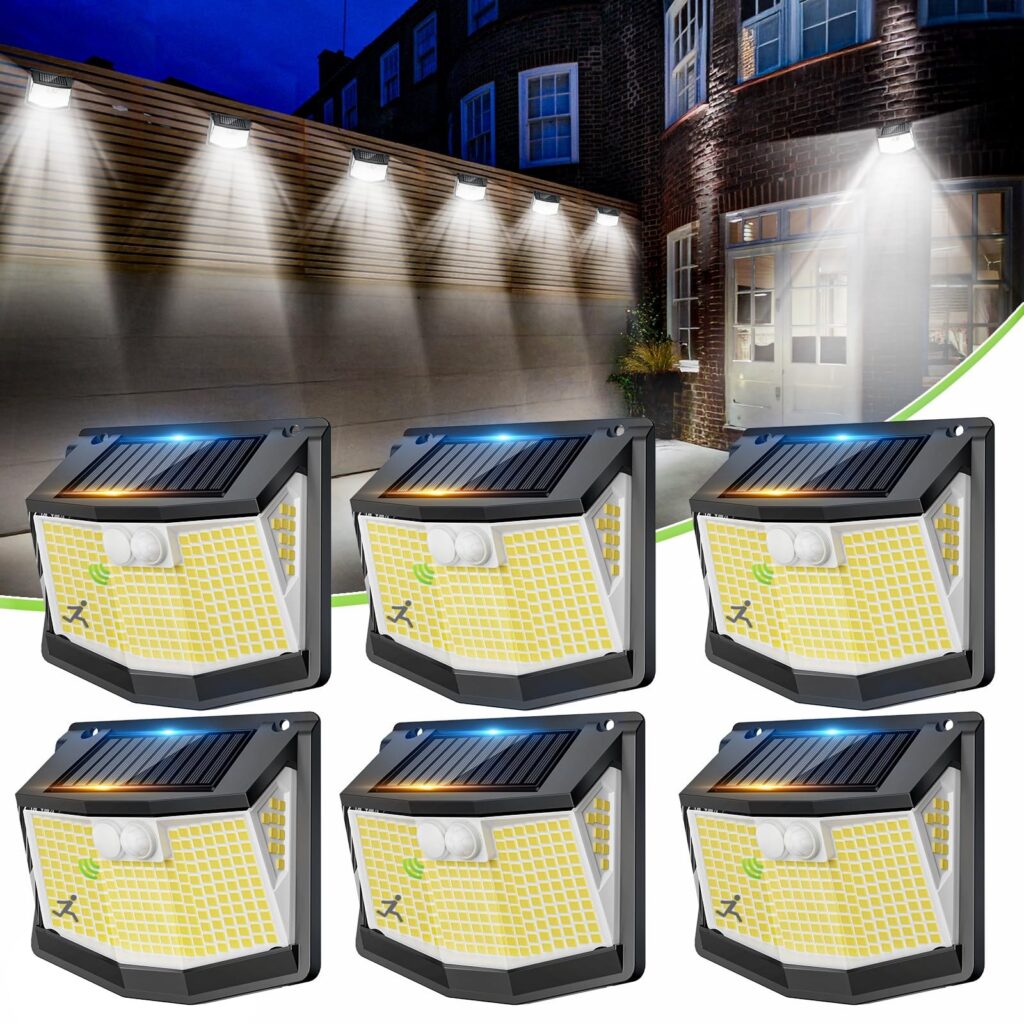 Luci LED Solare Esterno Giardino - 248 LED Luce Esterne con Pannello Solari | IP65 Impermeabile, Sensore da Movimento, 270° Illuminazione, 3 Modos Lampada da Esterni per Parete Ga…