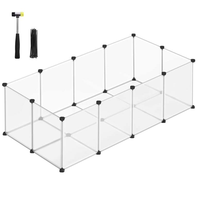 SONGMICS Recinto per Animali con Fondo, 143 x 73 x 46 cm | Gabbia in Plastica da Interno per Criceti Conigli Ricci Porcellini d’India, Bianco Nuvola, Collezione DAMION LPC02W
