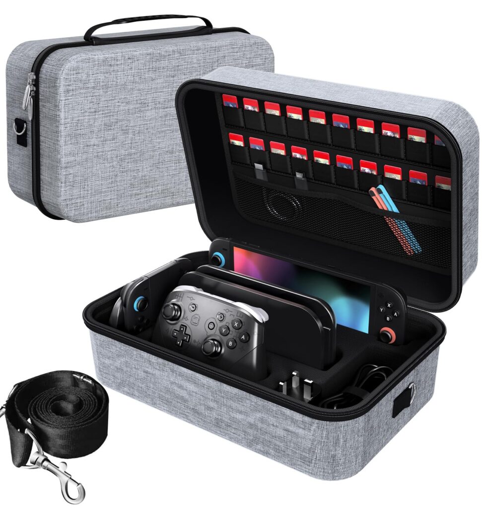 iVoler Custodia di Trasporto compatibile con Nintendo Switch/Nintendo Switch 2, Case da Viaggio Rigido Deluxe per Console Switch e Altri Accessori (Grigio, Switch 2, Standard)