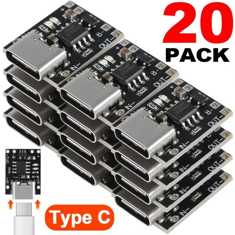 Scheda di ricarica e scarica batteria al litio TP4056 da 3.7V con protezione, USB Type-C, per batterie Li-ion (1-20 pz)