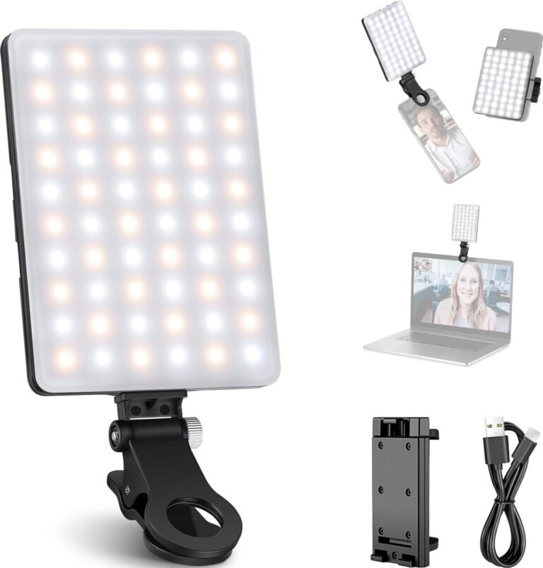 NEEWER BASICS NL-60AI Luce Selfie Telefono con Clip Frontale e Posteriore | 60 LED, Batteria Ricaricabile 2000mAh, CRI95+, 3 Modalità, Luce Fotografica Portatile a Clip per Comput…