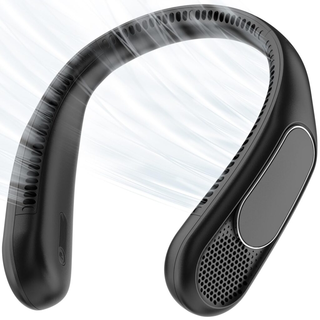 anysun Ventilatore da Collo, Ventilatore Portatile con 66 Uscite d'Aria | Flusso d’Aria a 360°, 4 Velocità, 6000mAh Ricaricabile USB, Ventaglio Mani Libere Leggero e Confortevole…