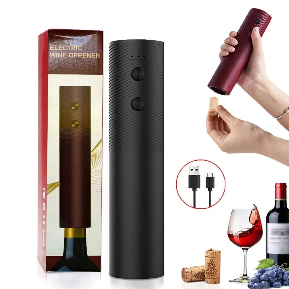 Apribottiglie elettrico per vino Cavatappi automatico per vino rosso Apribottiglie ricaricabile Bottone con un clic Utensili per vino Prodotti da cucina