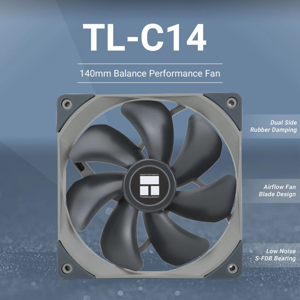 Ventola per Case Thermalright 140mm TL-C14/C14C/C14C-S/C14CW/C14CW-S, Ventola di Raffreddamento CPU ARGB 140mm, Ventola Bilanciata ad Alte Prestazioni