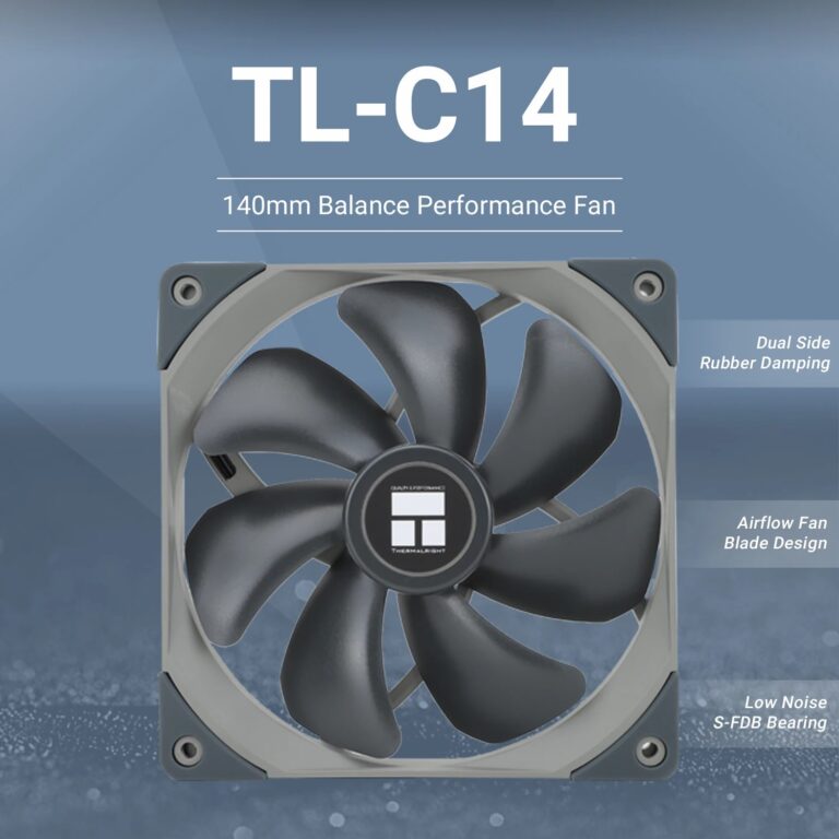 Ventola per Case Thermalright 140mm TL-C14/C14C/C14C-S/C14CW/C14CW-S, Ventola di Raffreddamento CPU ARGB 140mm, Ventola Bilanciata ad Alte Prestazioni