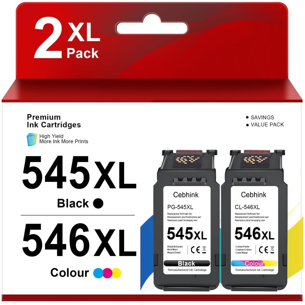 PG-545 CL 546 - Cartucce di ricambio per cartucce stampante Canon 545 546 per Canon 545 XL Nero 546 XL Colore Compatibile con cartucce Canon Pixma TS3350 TS3450 TS3150 TR4500 MX495