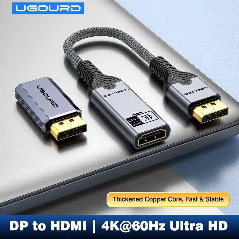 UGOURD Adattatore DisplayPort DP a HDMI Maschio-Femmina 4K 60Hz 30Hz 2K 144Hz UHD Audio Sync Plug & Play per Laptop e Monitor da Gaming
