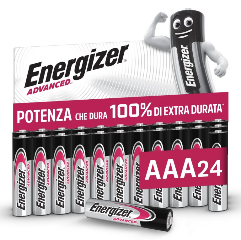 Energizer Advanced - Pile AAA (Confezione da 24) - Batterie Alcaline 1,5 V | Potenza Che Dura 100% Di Extra Durata - Made in EU - 0% imballaggio privo di plastica [Esclusiva Amazo…