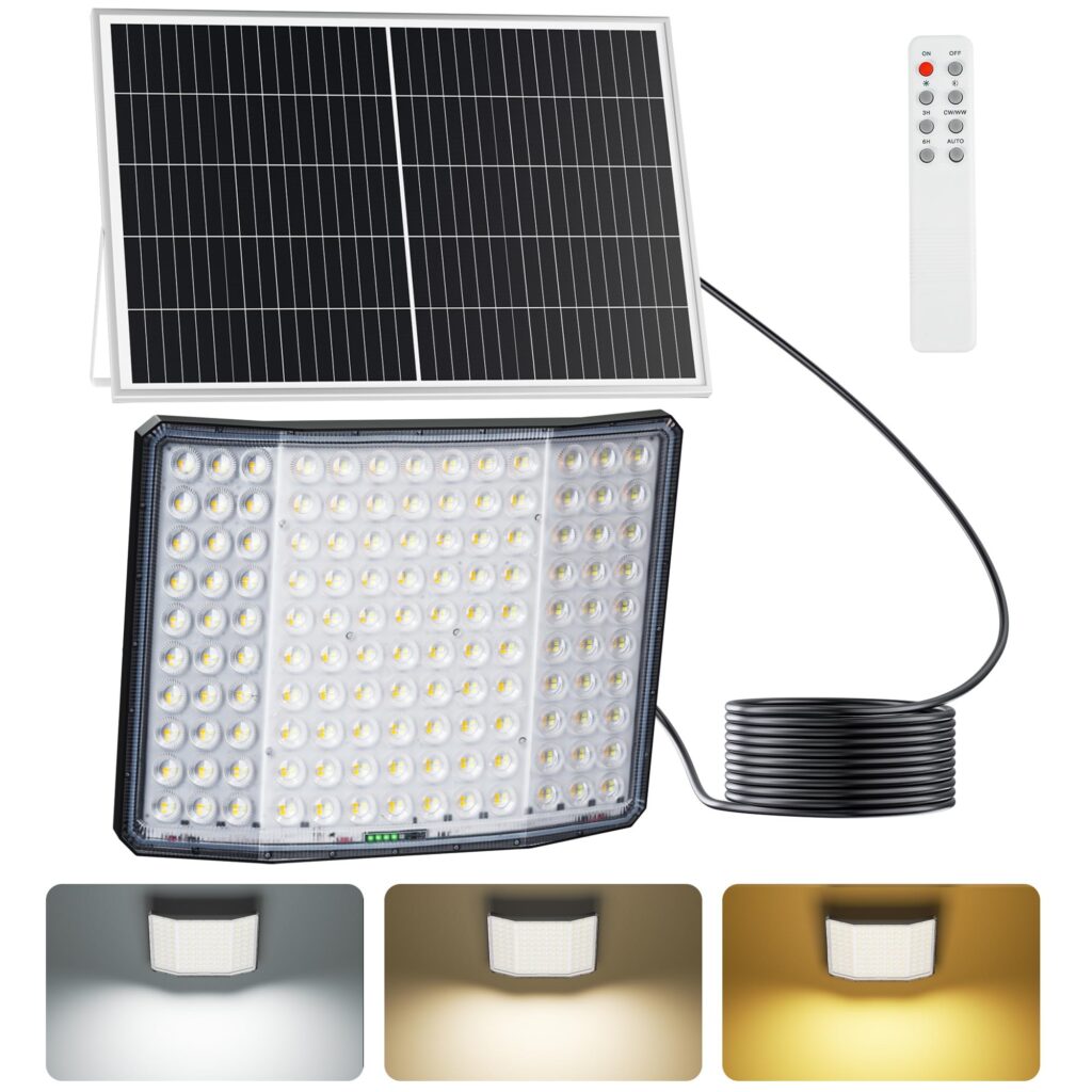 Lampada Solare LED da Esterno 520 LED, Angolo Luce 210°, 20000mAh, Timer | Faro Solare LED da Esterno con Telecomando, 3000/4000/6500K, Dimmerabile, IP66 Impermeabile, per Giardin…