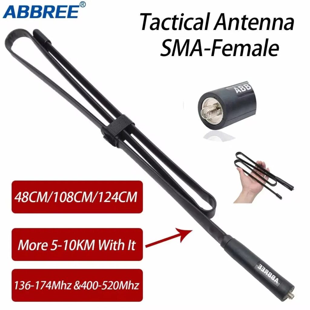 ABBREE CS Antenna Tattica SMA-Femmina Dual Band VHF UHF Pieghevole Per Walkie Talkie Baofeng UV-5R BF-888S UV-5RH Quansheng UV-K5