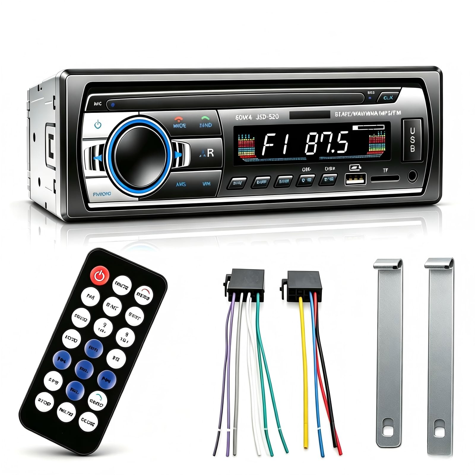 Autoradio Bluetooth,Radio Autoradio Auto,Autoradio1DIN con DAB+,Porta di ricarica USB Stereo Auto Bluetooth FM con lettore MP3 Vivavoce/USB/AUX/TF per Auto