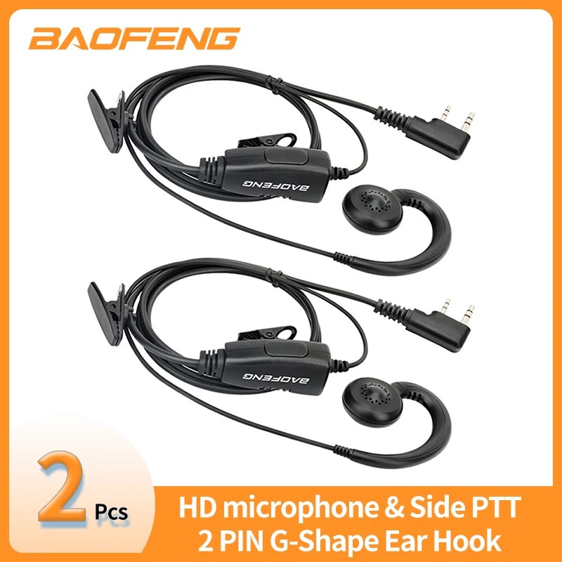 2 pz BAOFENG 2 Spille a forma di G Gancio per l'orecchio Auricolare Auricolare PTT Per Baofeng UV5R UVS9 UV-13 UV-17 UV-21 UV16 PRO PLUS Walkie Talkie