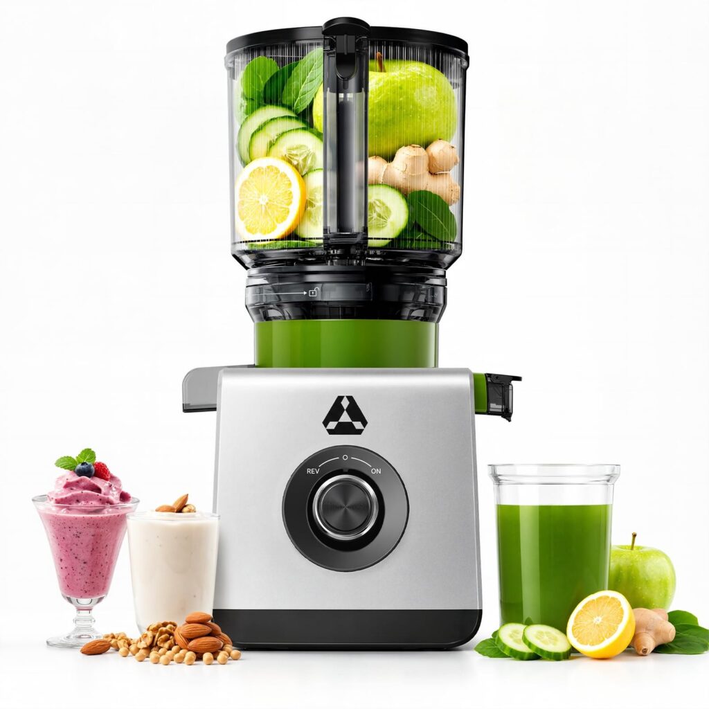 AAOBOSI Estrattore Frutta e Verdura 165MM, Slow Juicer con capacità di 2,5L | per Frutta e Verdura Intere, Filtro 3-in-1(Succhi, Sorbetti e Bevande Vegetali), Alta Resa in Succo,…