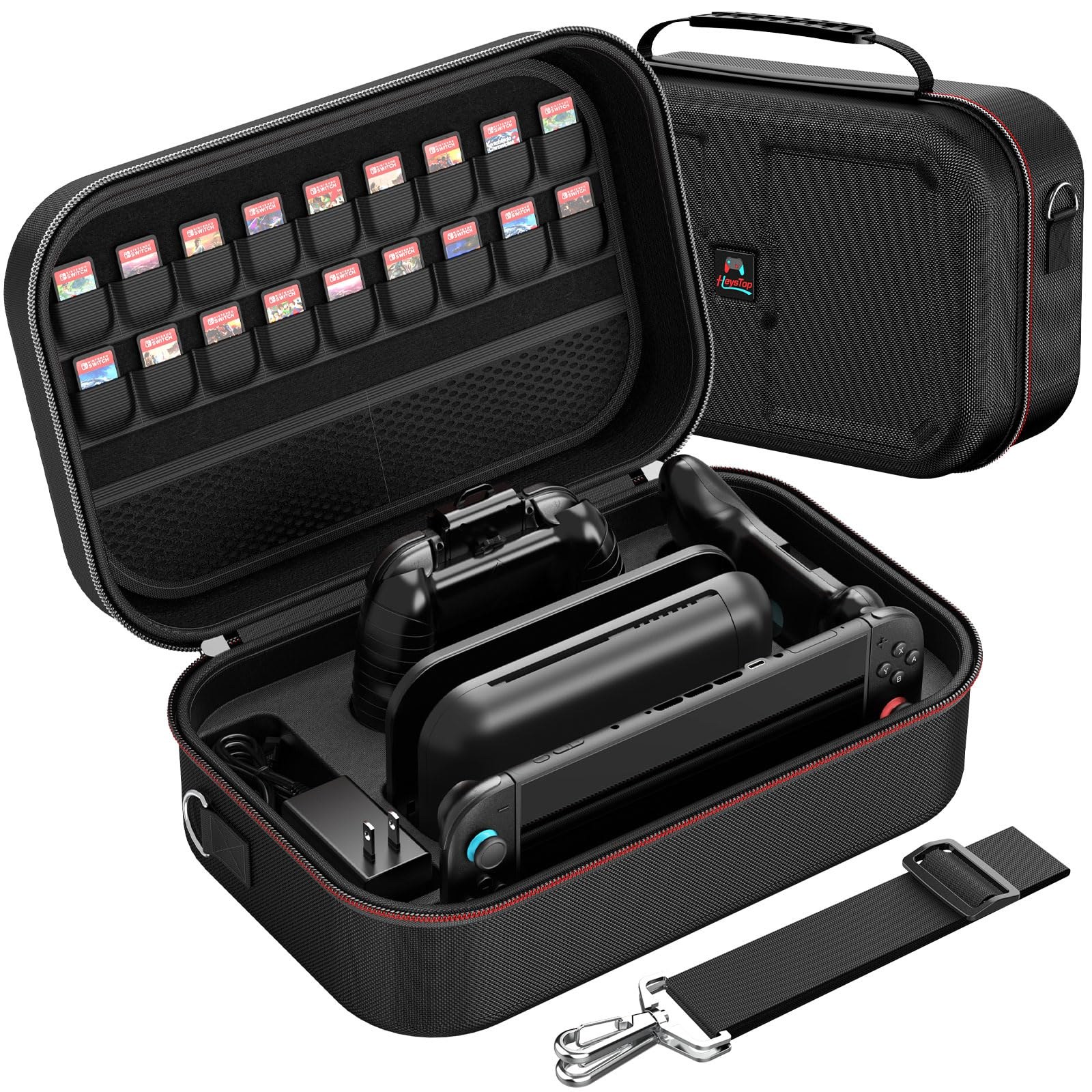 HEYSTOP Custodia da Trasporto per Nintendo Switch 2 con Rigido Protettivo | Custodia da Viaggio per Nintendo Switch 2 con 18 Slot per Schede di Gioco, Organizer Antiurto per Dock…