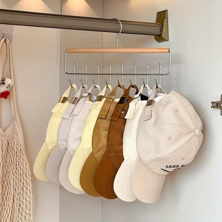 Organizzatore Versatile in Legno per Cappelli con Ganci, Porta Cappelli, Cinture e Cravatte, Salvaspazio per Casa e Negozio