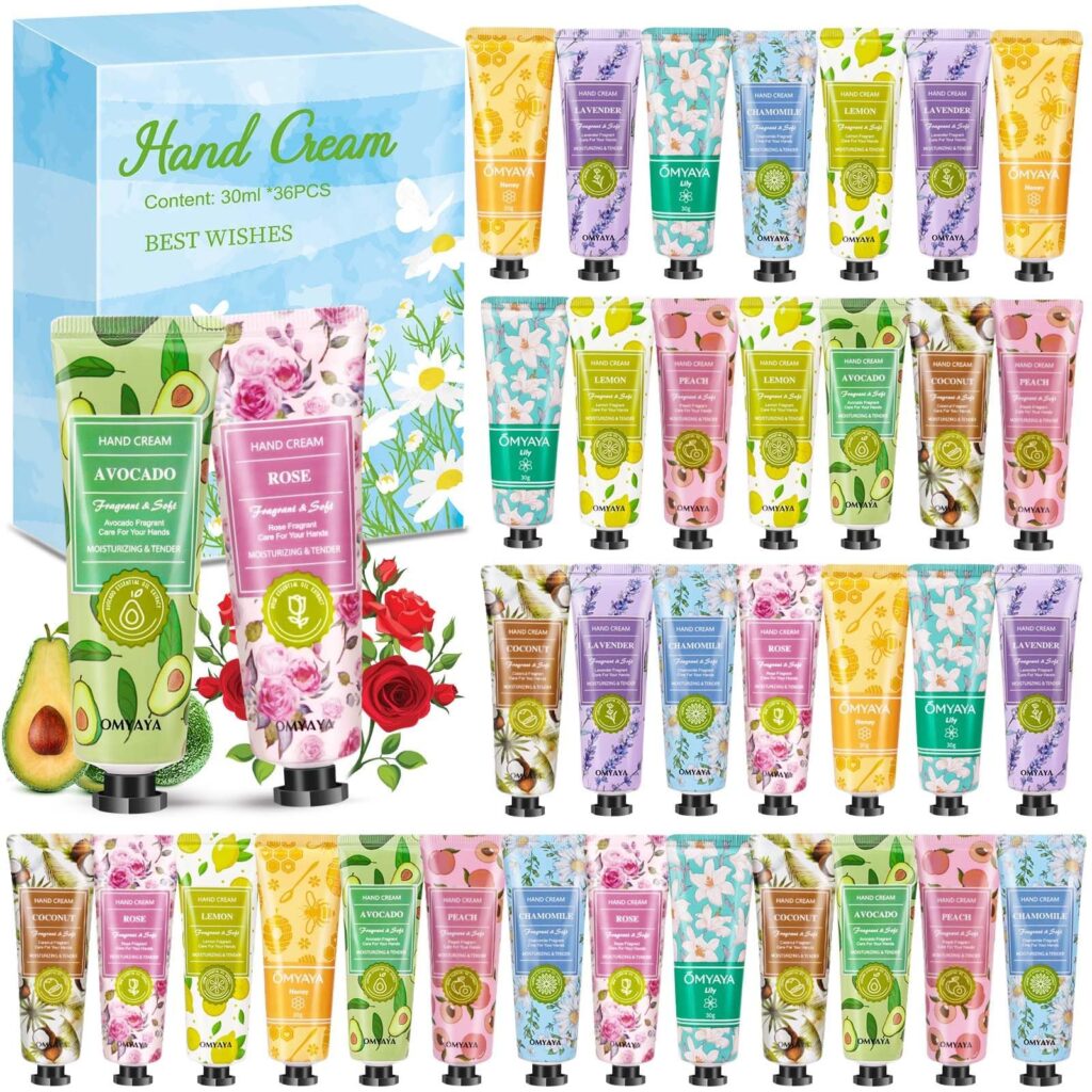 36 x 30 ml Set Mini Creme Mani Regalo di Natale, per Mani Secche,Screpolate | per il Piede, per l'inverno, Profumo, per il Giorno, Crema Idratante per il Corpo, Compleanno