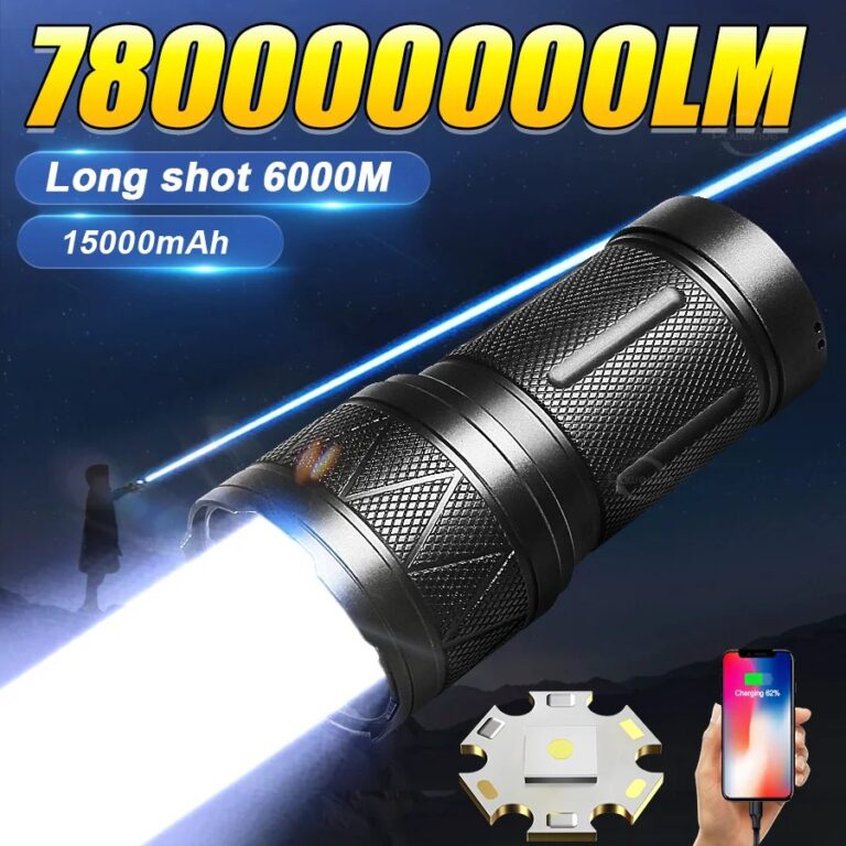 NUOVA Torcia LED Portatile 2026 Ultra-Luminosa 780.000.000LM 15000mAh Ricaricabile USB ad Alta Potenza, Lanterna Tattica LED