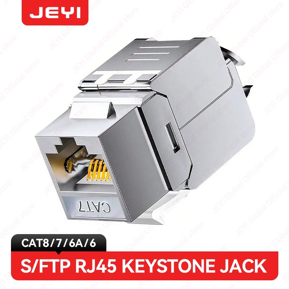 Modulo Jack Keystone JEYI RJ45 Cat7 CAT6A Senza Utensili, Tipo STP, in Lega di Zinco, Adattatore di Rete Autobloccante Schermato STP