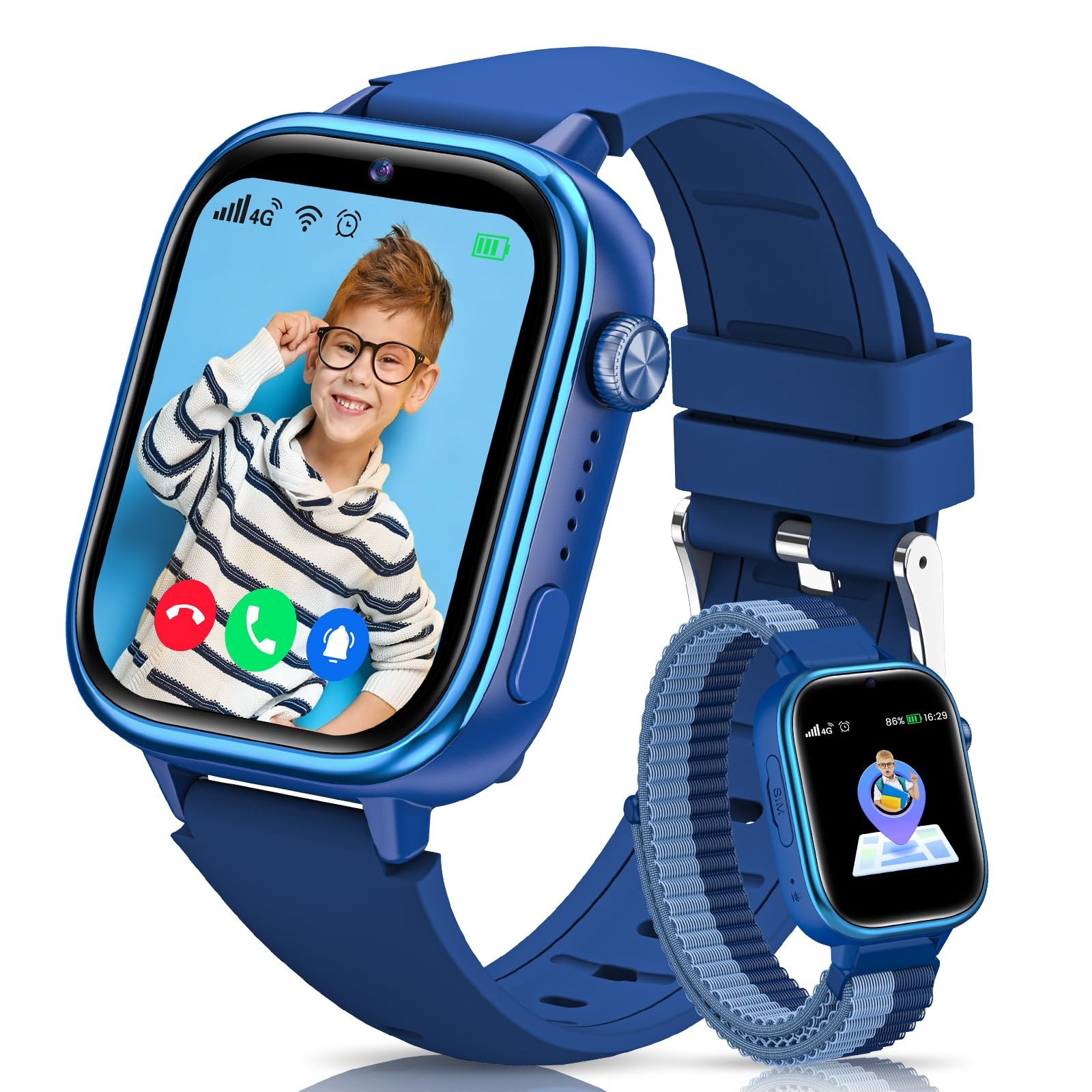 4G Smartwatch Bambini con GPS, Orologio Smartwatch Bambini con Chiamate, Videochiamate, Chat Vocale, SOS, Modalità Scuola, Sveglia IP68 Calcolatrice Contapassi Smart Watch per Rag…