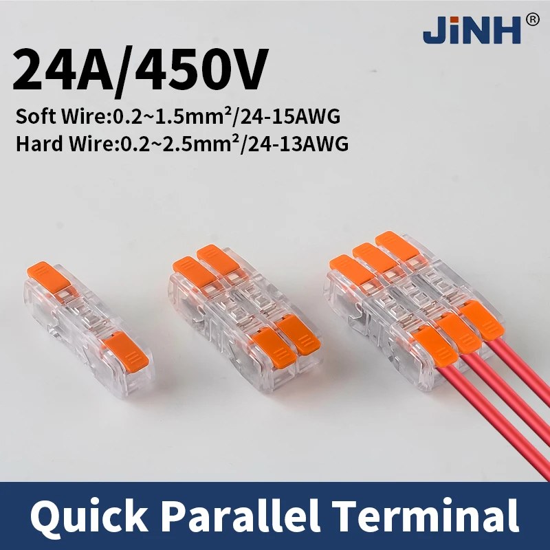 10/20/50 Pezzi Connettore Elettrico Trasparente Universale, Morsettiera Compatta Parallela a Innesto Rapido per Cavi 0.2-2.5mm²