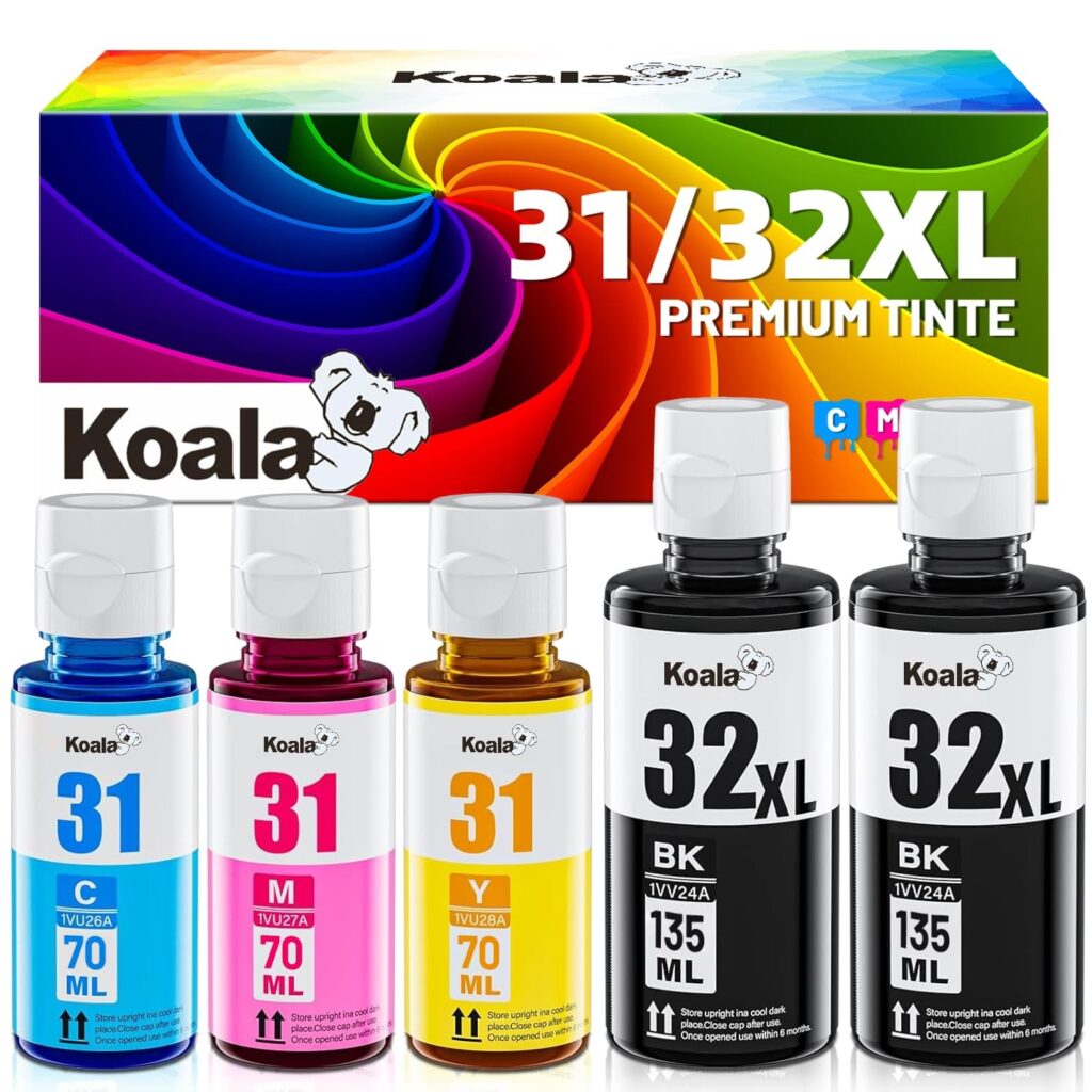 Koala 31 32XL Inchiostro compatibile con HP Smart Tank 5105 7005 7305 5100 5106 5108, Inchiostro 31 32 XL per Smart Tank 7005 7605 7006 7306 455 515 519 530 558 559 570 655 670 75…