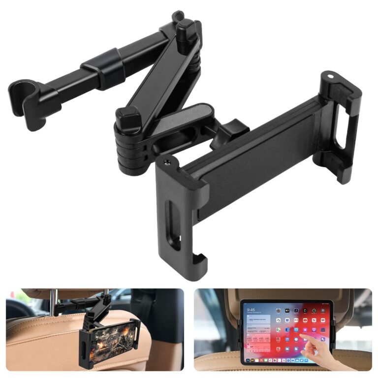 URAQT Supporto Tablet Poggiatesta Auto, Estensibile, 360° Rotazione, Compatibile con Tablet e Smartphone da 4,7-11 Pollici